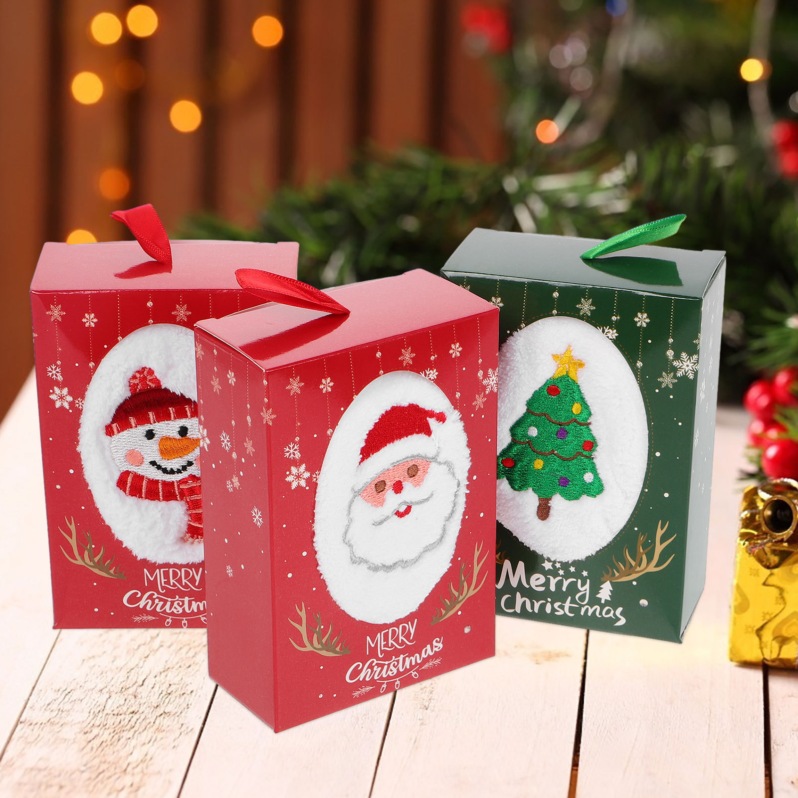Home Textiles Towel Set - Ensemble de 3 serviettes de Noël,