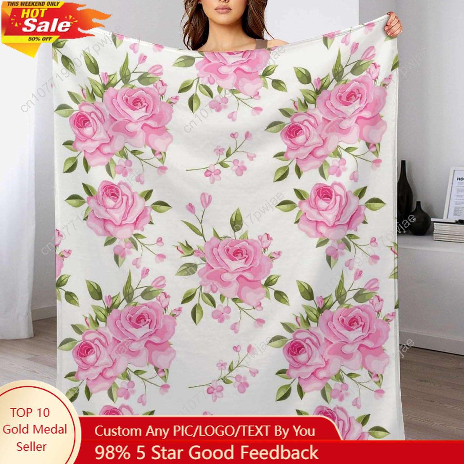 Home Textiles Towel - Couverture à fleurs roses, décoration florale,