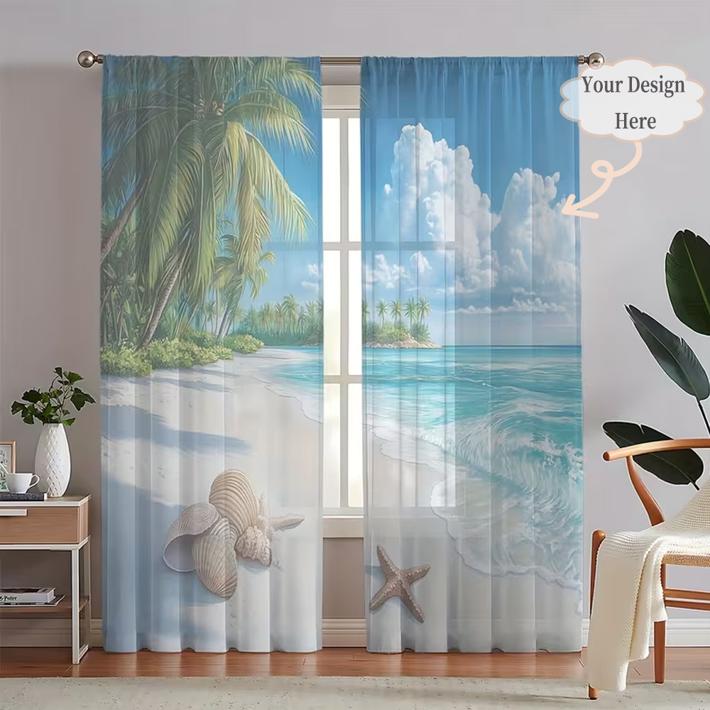 Home Textiles & Decorations - Rideaux transparents plats 2D personnalisés en