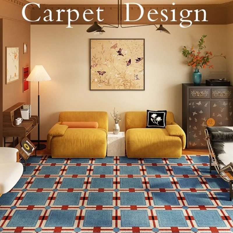 Home Textiles Online - Tapis Rétro à Carreaux pour Salon,