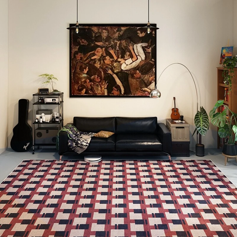 Home Textiles Online - Tapis décoratif rétro à carreaux pour