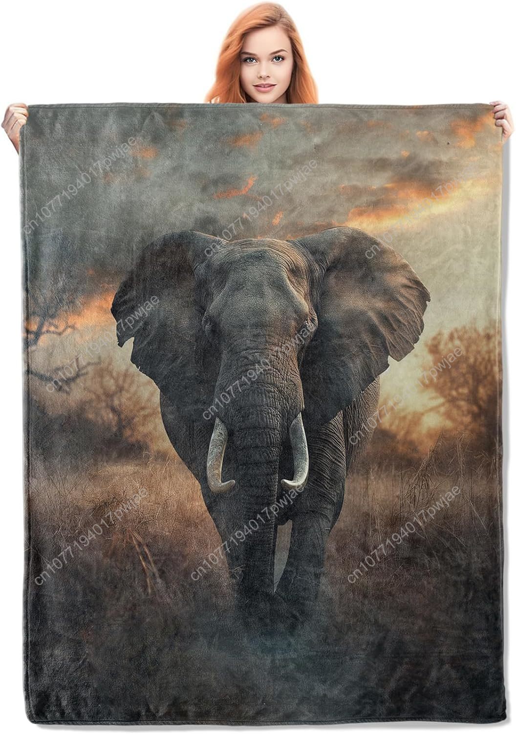 Home Textiles Towel - Couverture polaire d'éléphant, scène de la