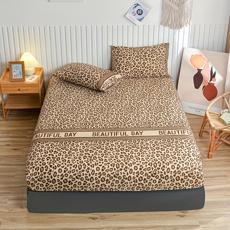 Bed Sheet Microfiber - Parure de draps ajustés imprimé léopard