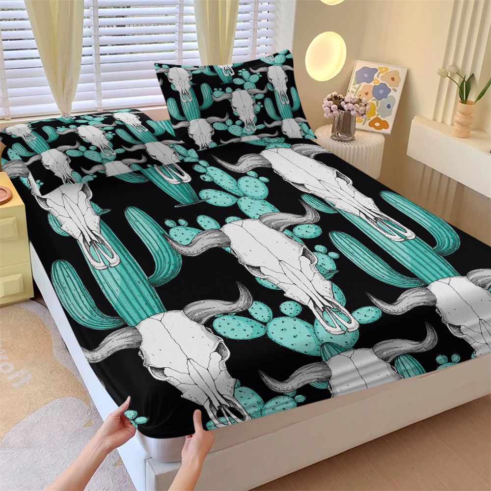 Bed Sheet Microfiber - Parure de lit imprimée crâne de