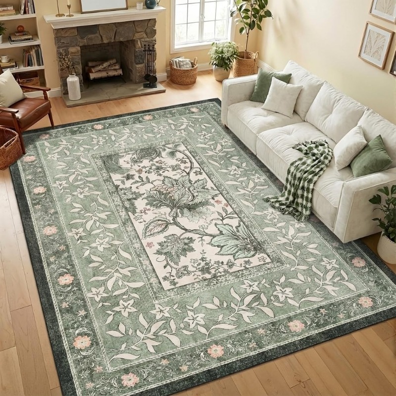 Tapis rétro à imprimé végétal  - Home Textiles Online avis et prix